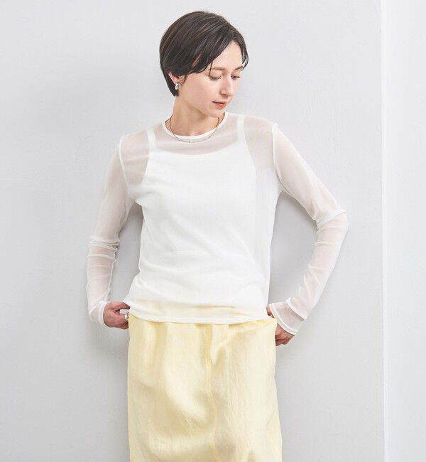 UNITED ARROWS「チュール ジャージー カットソー」|Tシャツ・カットソー|WHITE