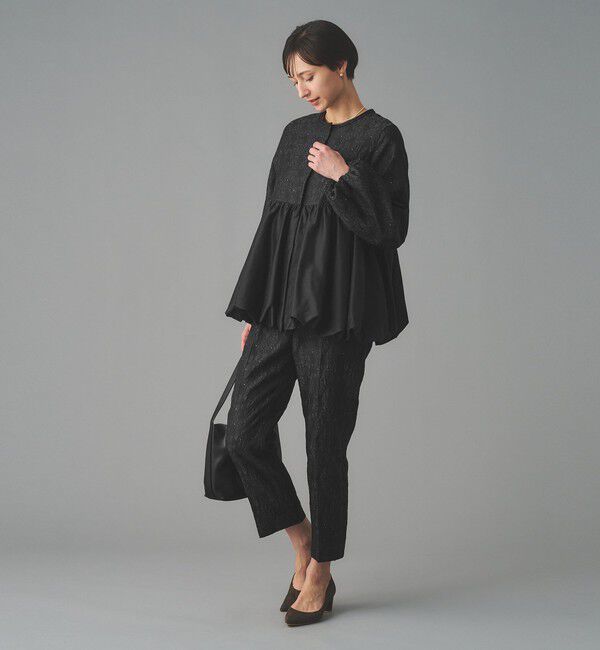 UNITED ARROWS「GISHA 2トーン ジャガード ジャケット」|ノーカラージャケット|