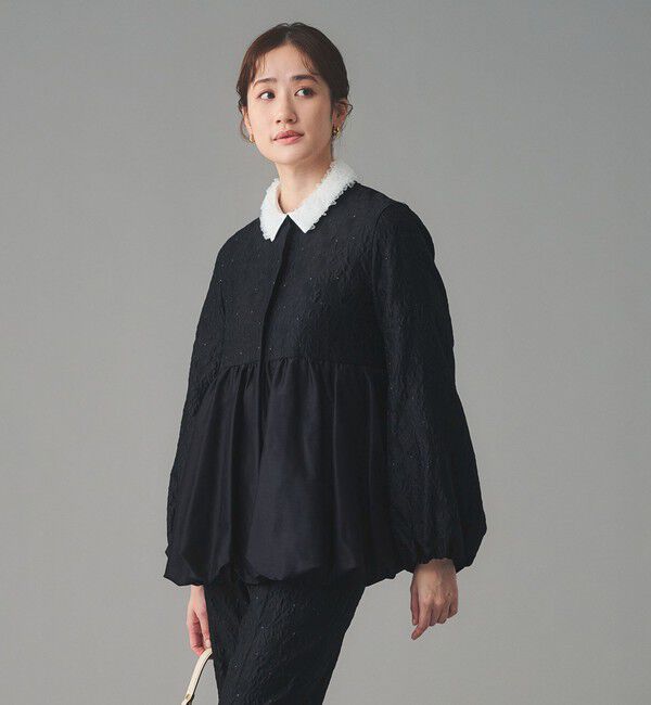 UNITED ARROWS「GISHA 2トーン ジャガード ジャケット」|ノーカラージャケット|