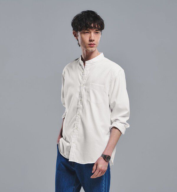 UNITED ARROWS green label relaxing「W/R オックスフォード バンドカラー 長袖 シャツ」|シャツ・ブラウス|WHITE