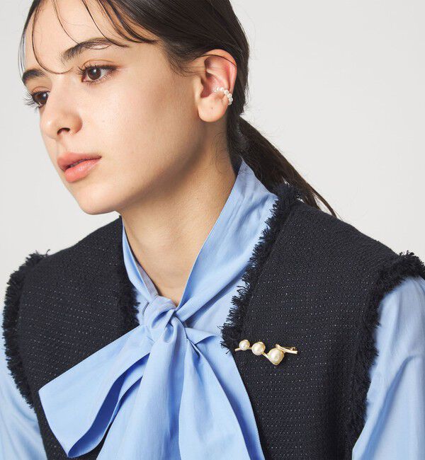 UNITED ARROWS green label relaxing「フェイクパール＆バー ブローチ」|ブローチ・コサージュ|GOLD