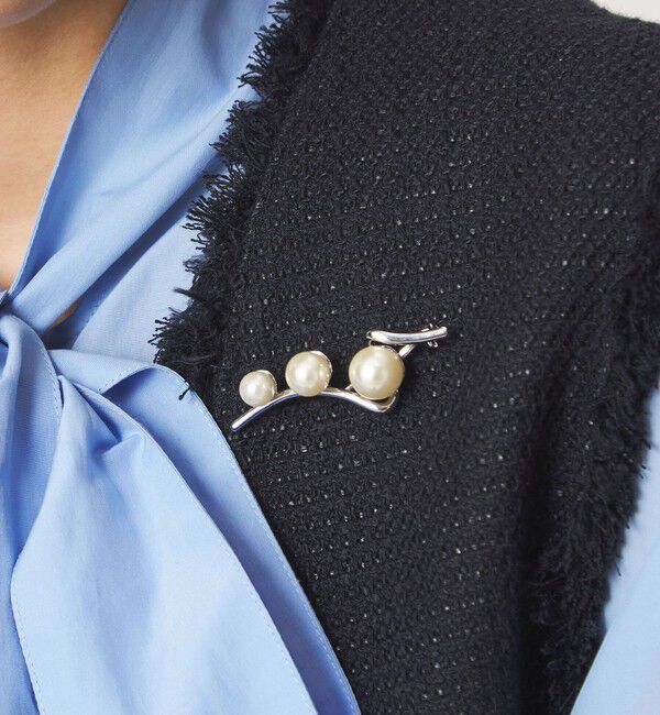 UNITED ARROWS green label relaxing「フェイクパール＆バー ブローチ」|ブローチ・コサージュ|SILVER