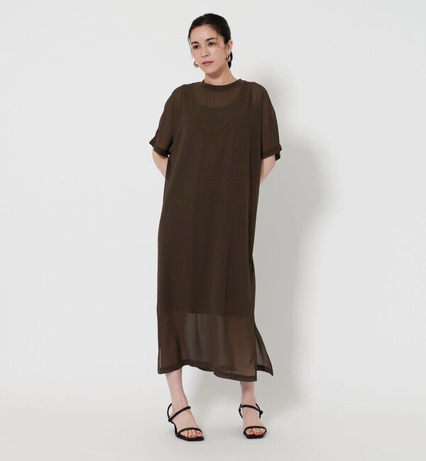 BEAUTY&YOUTH UNITED ARROWS「シフォンレイヤード ドルマンスリーブ ワンピース 」|ワンピース|DK.BROWN