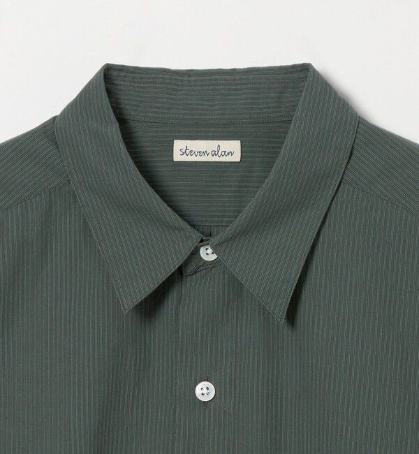 Steven Alan＞ 60 コンパクトヤーン ストライプ レギュラーカラー