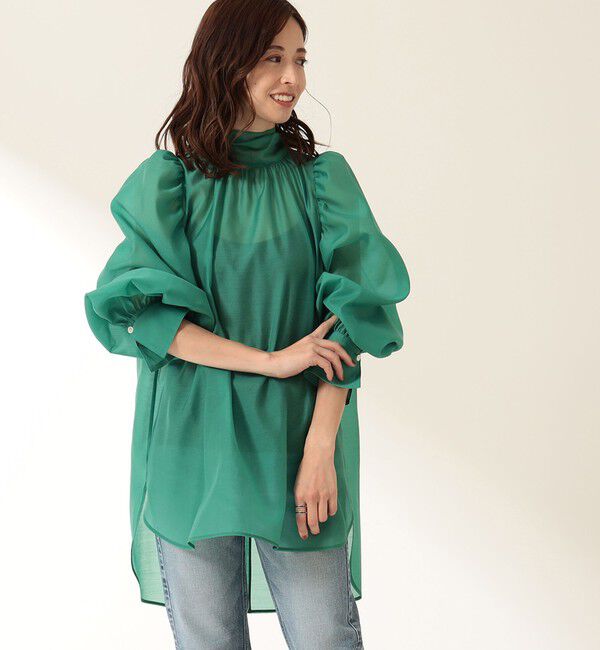 Demi-Luxe BEAMS 「オーガンジー リボンブラウス」|シャツ・ブラウス|GREEN