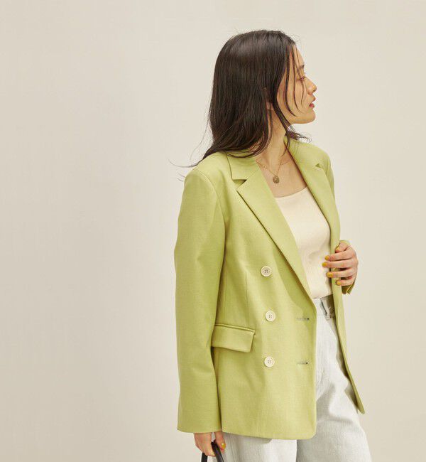 SHIPS for women「コットン リネン オックス ダブル ジャケット」|その他|イエロー