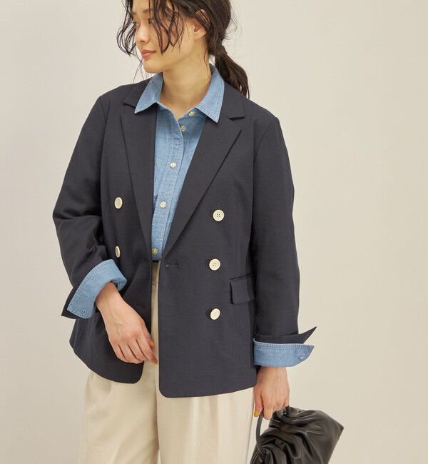 SHIPS for women「コットン リネン オックス ダブル ジャケット」|その他|ネイビー