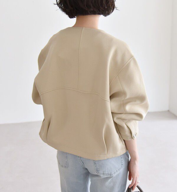 quaranciel「quaranciel:〈洗濯機可能〉ダブルジャージー ノーカラー コンパクト ジャケット」|ノーカラージャケット|
