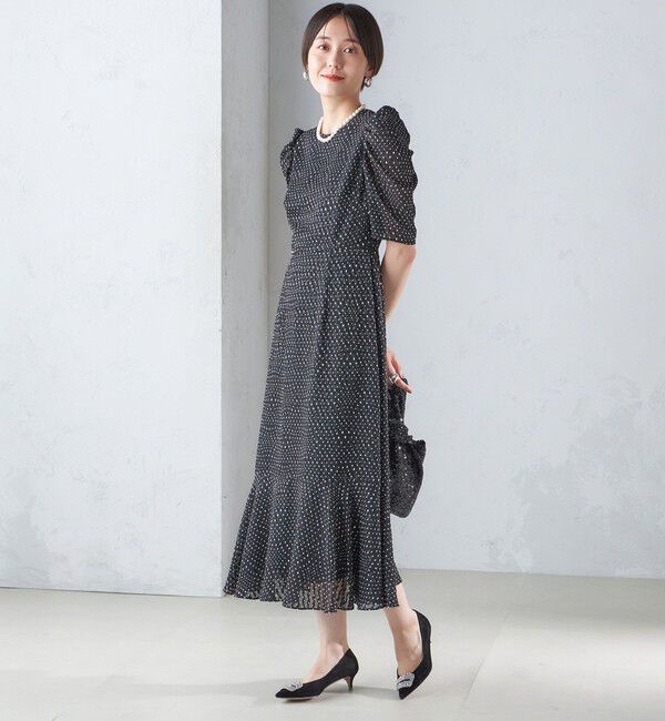 SHIPS for women「troisiemeCHACO:カット ジャカード ワンピース（セレモニー対応可）」|ワンピース|