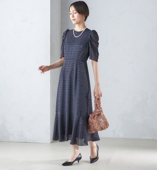 SHIPS for women「troisiemeCHACO:カット ジャカード ワンピース（セレモニー対応可）」|ワンピース|