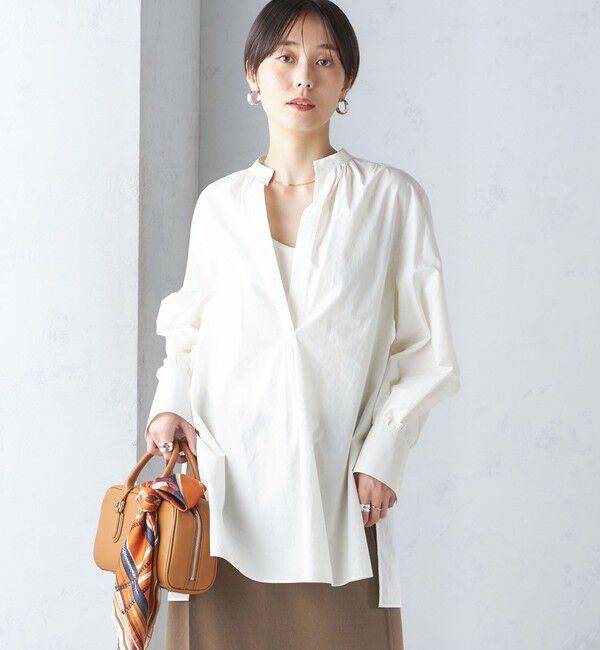 SHIPS for women「〈手洗い可能〉コットン ギャザー チュニック ブラウス」|シャツ・ブラウス|