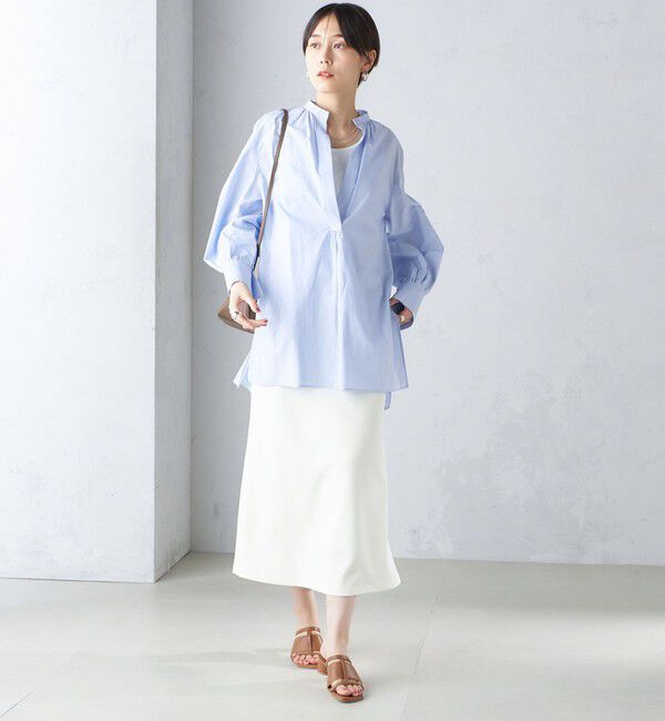 SHIPS for women「〈手洗い可能〉コットン ギャザー チュニック ブラウス」|シャツ・ブラウス|