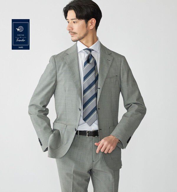 SHIPS「SHIPS:〈セットアップ対応〉ウォッシャブル セットアップ ハウンドトゥース ジャケット」|テーラードジャケット|ブラック