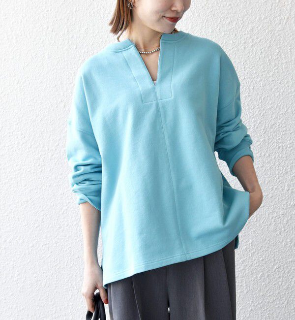 SHIPS any「【WEB限定】SHIPS any:〈洗濯機可能〉USAコットン 裏毛 スキッパー ルーズ スウェット」|スウェット・ジャージ|