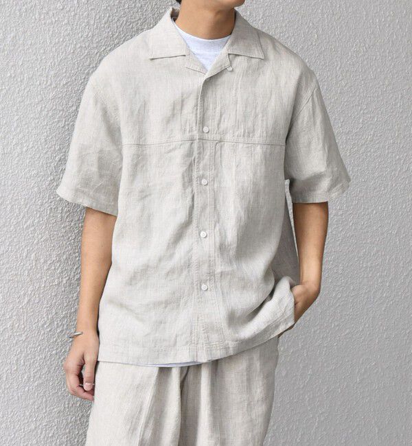 SHIPS any「SHIPS any:〈洗濯機可能〉NOVELTEX リネン オープンカラーシャツ(セットアップ対応)◇」|シャツ・ブラウス|