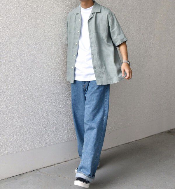 SHIPS any「SHIPS any:〈洗濯機可能〉NOVELTEX リネン オープンカラーシャツ(セットアップ対応)◇」|シャツ・ブラウス|