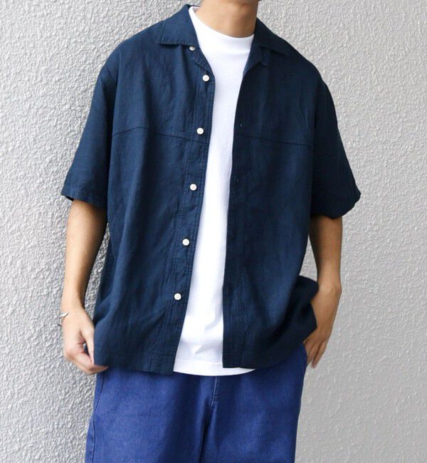 SHIPS any「SHIPS any:〈洗濯機可能〉NOVELTEX リネン オープンカラーシャツ(セットアップ対応)◇」|シャツ・ブラウス|