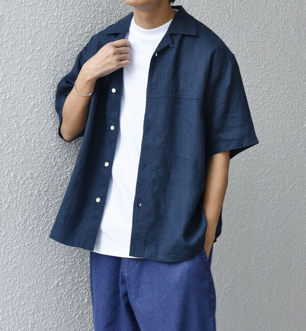 SHIPS any「SHIPS any:〈洗濯機可能〉NOVELTEX リネン オープンカラーシャツ(セットアップ対応)◇」|シャツ・ブラウス|