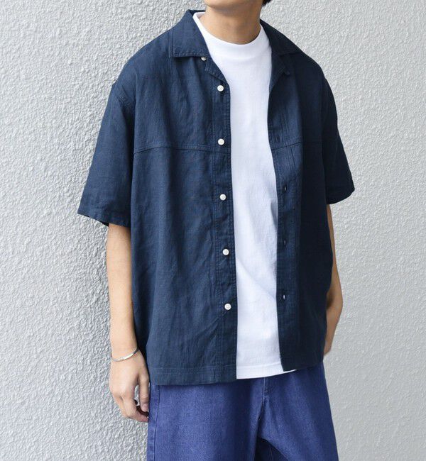 SHIPS any「SHIPS any:〈洗濯機可能〉NOVELTEX リネン オープンカラーシャツ(セットアップ対応)◇」|シャツ・ブラウス|