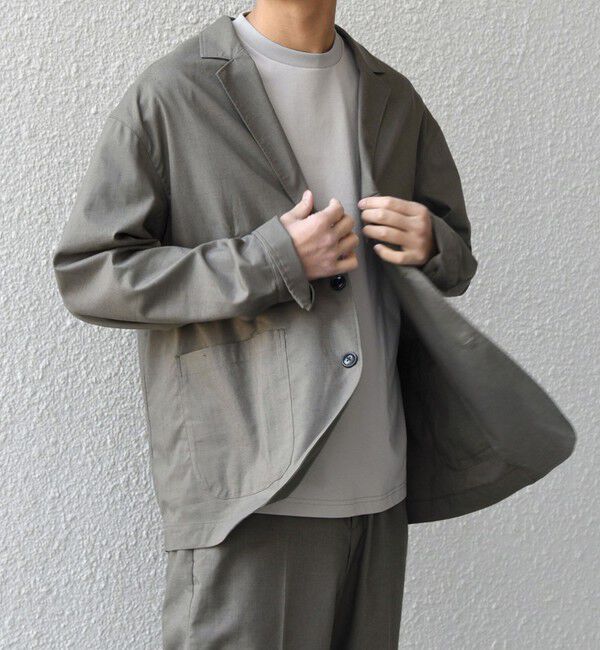 SHIPS any「SHIPS any:〈接触冷感/遮熱等〉ハイブリッドリネン リラックス ジャケット (セットアップ対応)25SS◇」|テーラードジャケット|ライトオリーブ