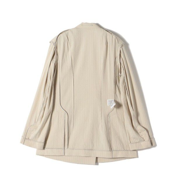 SHIPS for women「SHIPS Primary Navy Label:麻混 ストライプ ストレッチ ダブル ジャケット」|テーラードジャケット|