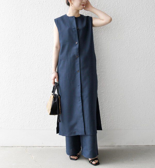 SHIPS any「SHIPS any:〈洗濯機可能〉リネンライク ジレ ワンピース &times; イージー パンツ セットアップ」|その他|