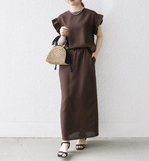 SHIPS any「SHIPS any:〈洗濯機可能〉リネンライク ブラウス &times; タイトスカート セットアップ」|ワンピース|