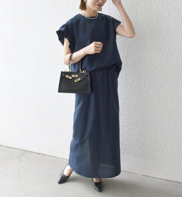 SHIPS any「SHIPS any:〈洗濯機可能〉リネンライク ブラウス &times; タイトスカート セットアップ」|ワンピース|