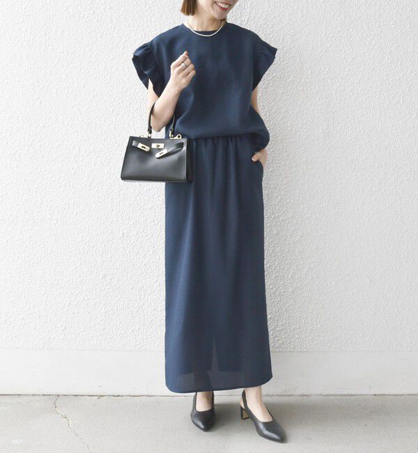 SHIPS any「SHIPS any:〈洗濯機可能〉リネンライク ブラウス &times; タイトスカート セットアップ」|ワンピース|