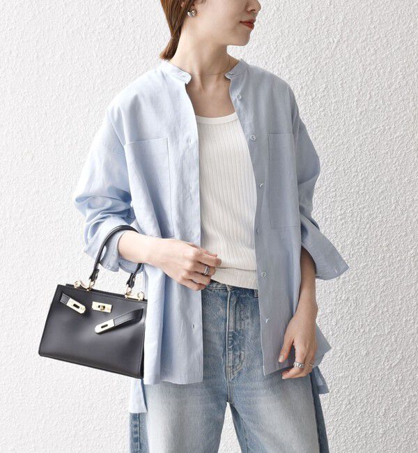 SHIPS any「SHIPS any:〈洗濯機可能〉リネン ミックス スタンドカラー ポケット シャツ 25SS 2」|シャツ・ブラウス|