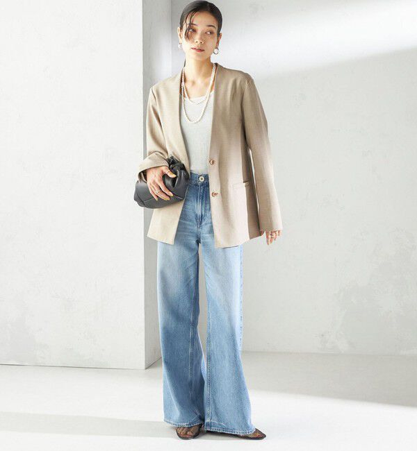 SHIPS for women「〈手洗い可能〉Asami 麻調合繊 カラー レス ジャケット 2」|その他|