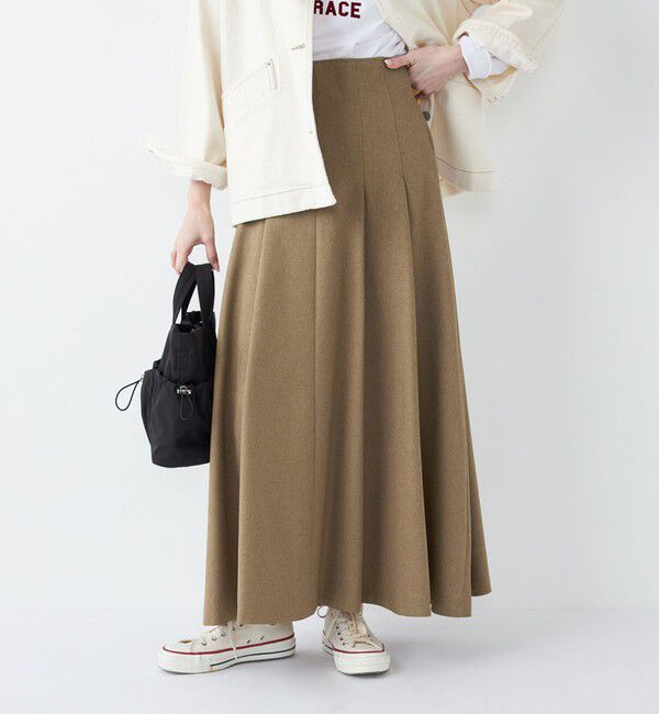 SHIPS Colors 「SHIPS Colors:〈手洗い可能〉カルゼ フレア マキシ スカート」|フレア|ベージュ