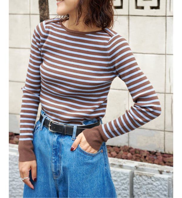 OUTDOOR PRODUCTS Usual Things「リブボートネックニット」|ニット・セーター|