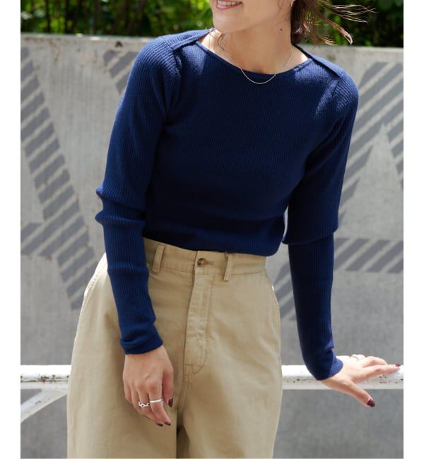 OUTDOOR PRODUCTS Usual Things「リブボートネックニット」|ニット・セーター|ネイビー