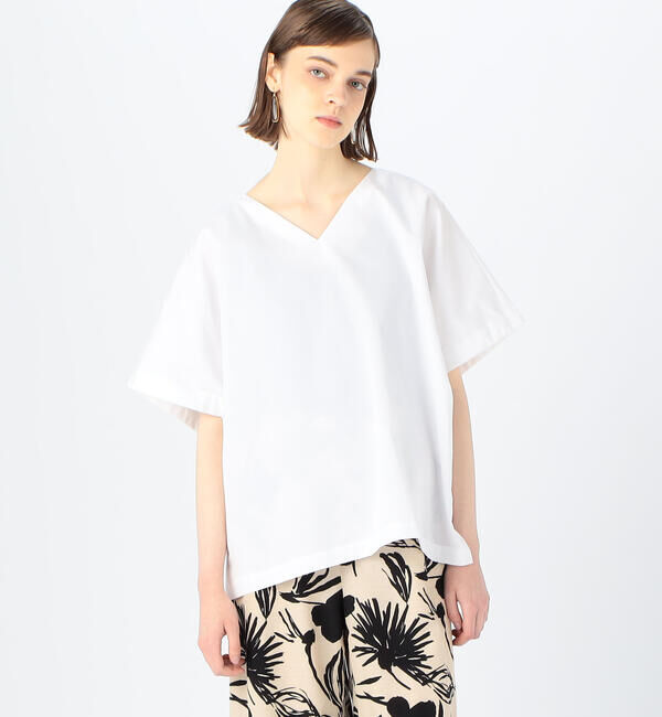 TOMORROWLAND collection「コットントロピカル リボンカフスVネックブラウス」|シャツ・ブラウス|