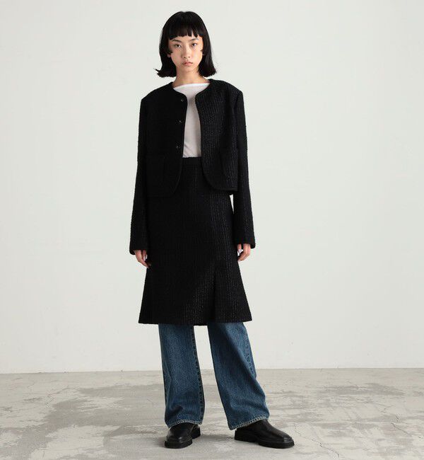 Edition「ブラックツイードヘムフレアスカート」|スカート|