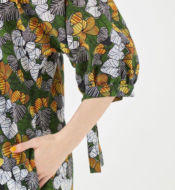 MACPHEE「アフリカンプリント キーネックワンピース」|ワンピース|