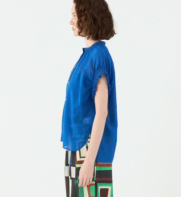 Ballsey「コットンクレープ スタンドカラーブラウス」|シャツ・ブラウス|