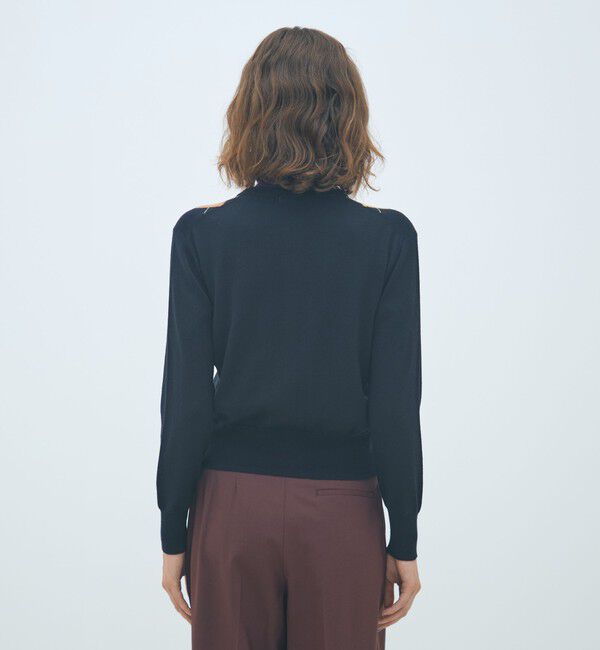 MACPHEE「プレーンウールアーガイル クルーネックカーディガン」|カーディガン|