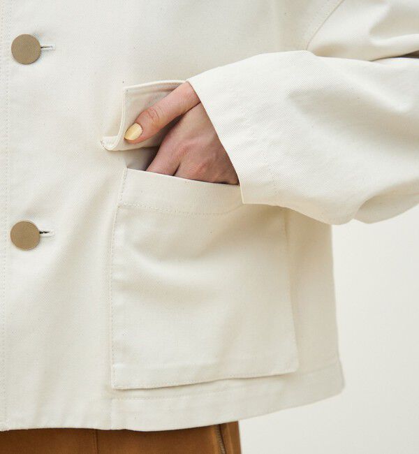 MACPHEE「ピグメントドリルクロス クルーネックジャケット」|ノーカラージャケット|