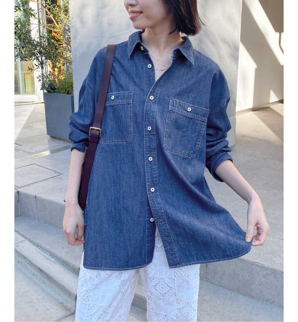 SLOBE IENA「《予約》LEDENIM LABOR FORM デニムシャツ」|シャツ・ブラウス|ブルー A