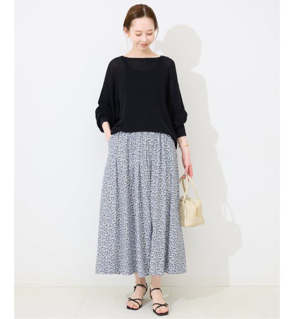 SLOBE IENA「《予約》Blue Flowerタックスカート」|スカート|