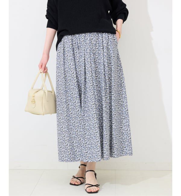 SLOBE IENA「《予約》Blue Flowerタックスカート」|スカート|