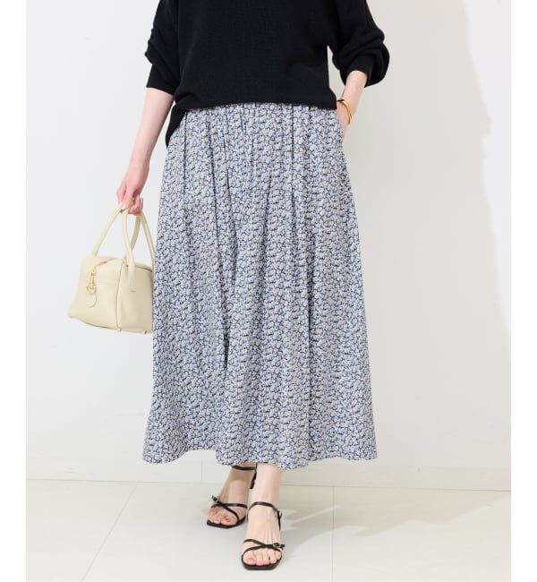 SLOBE IENA「《予約》Blue Flowerタックスカート」|スカート|