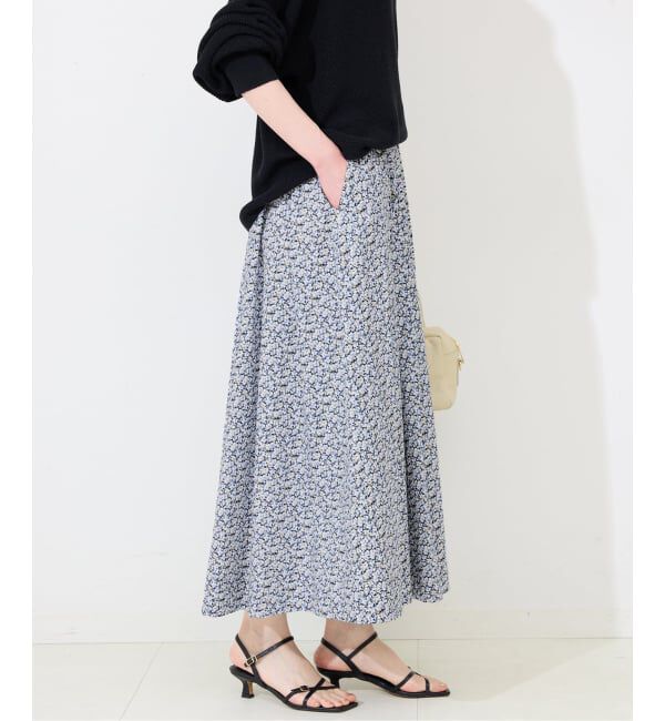 SLOBE IENA「《予約》Blue Flowerタックスカート」|スカート|