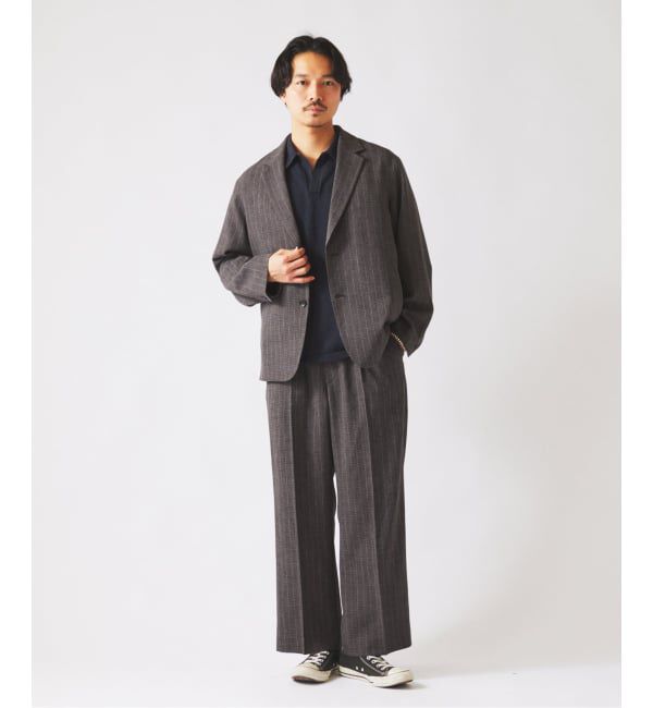 JOURNAL STANDARD relume「ウォッシャブル バスケット ストライプ ワイドスラックス(セットアップ対応可能)」|スラックス|