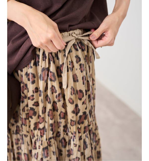 FRAMeWORK「enrica/エンリカ コットンシルク レオパード ティアードスカート」|スカート|