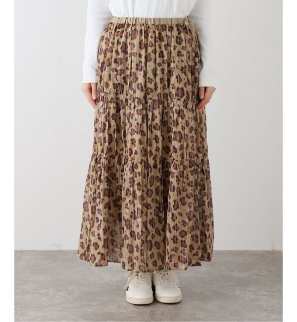 FRAMeWORK「enrica/エンリカ コットンシルク レオパード ティアードスカート」|スカート|