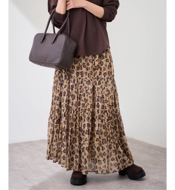 FRAMeWORK「enrica/エンリカ コットンシルク レオパード ティアードスカート」|スカート|