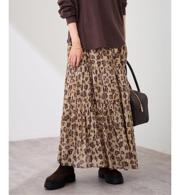 FRAMeWORK「enrica/エンリカ コットンシルク レオパード ティアードスカート」|スカート|